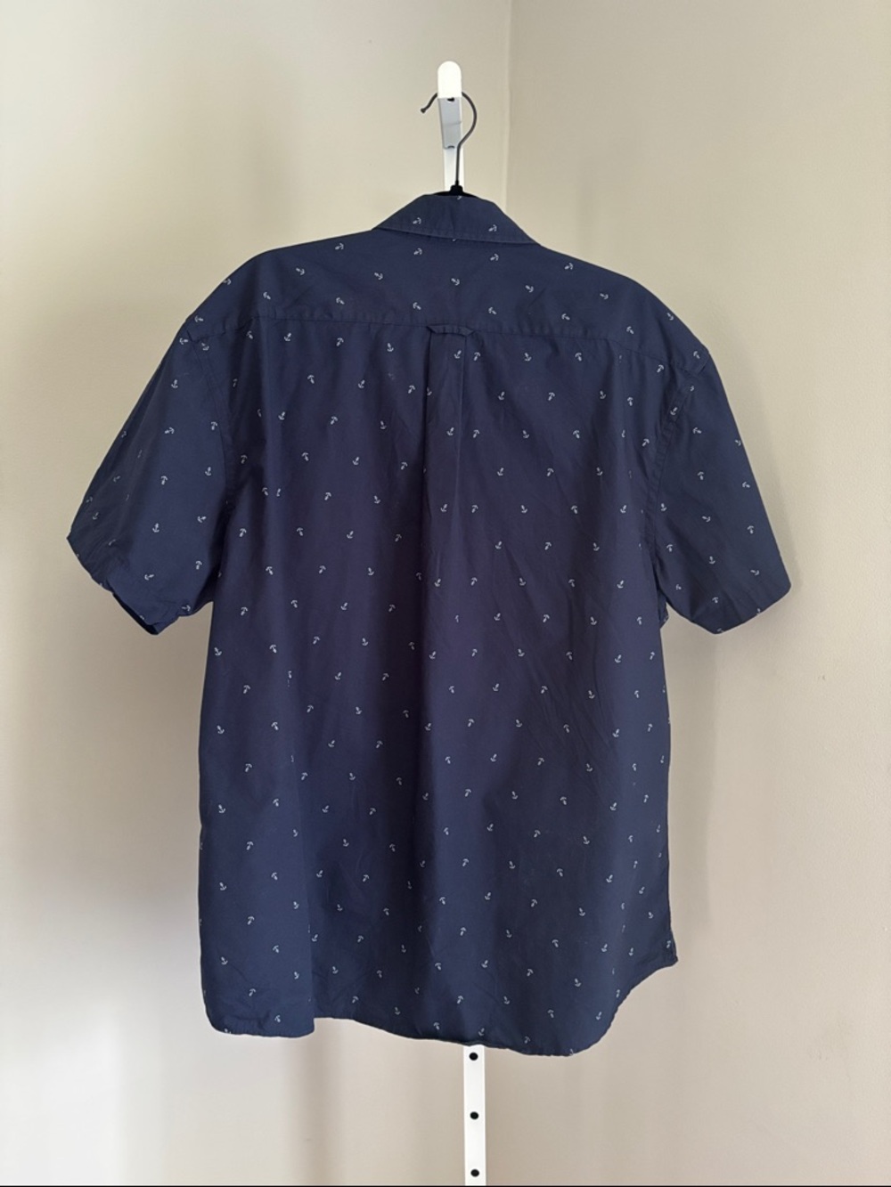Izod Navy Short-Sleeve Button-Down Shirt with Micro Print Anchors Men’s Size XXL - Picture 2 of 5